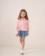 Ribbon Detail Button-Up Shirt