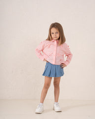 Ribbon Detail Button-Up Shirt