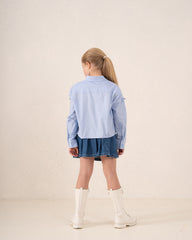 Ribbon Detail Button-Up Shirt