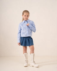 Ribbon Detail Button-Up Shirt