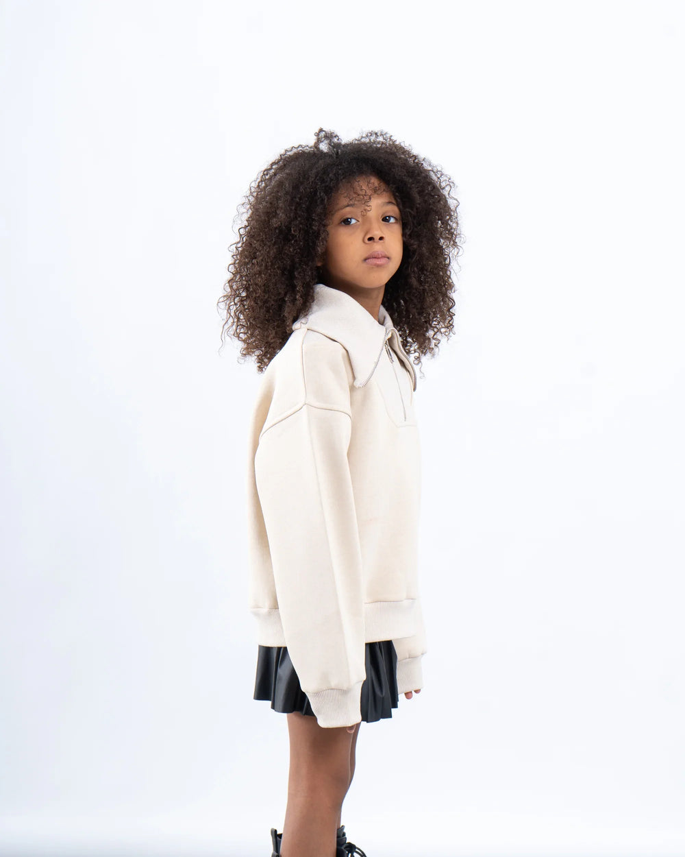 Fleece-Lined Ribbed Collar Sweatshirt - Venti