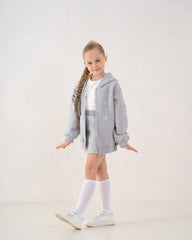 Embellished Bow Zip Hoodie