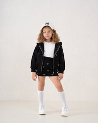 Embellished Bow Zip Hoodie