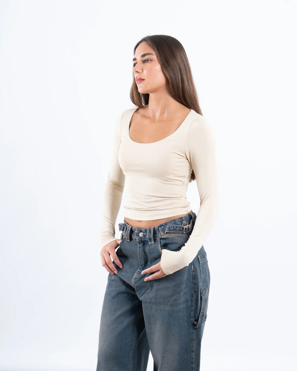 Scooped Neck Polyamide Top - Venti