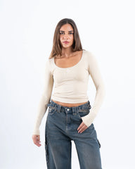 Scooped Neck Polyamide Top - Venti