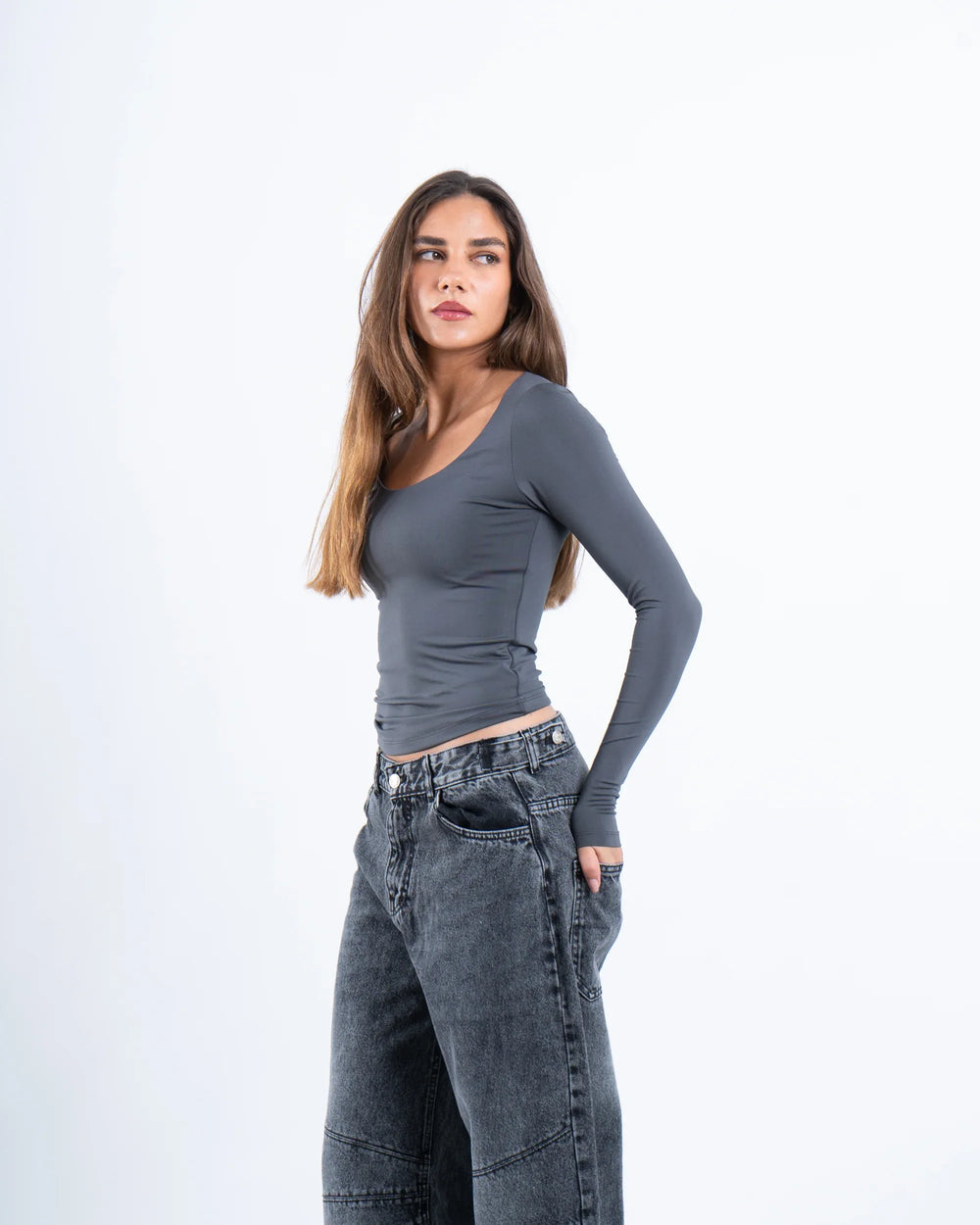 Scooped Neck Polyamide Top - Venti