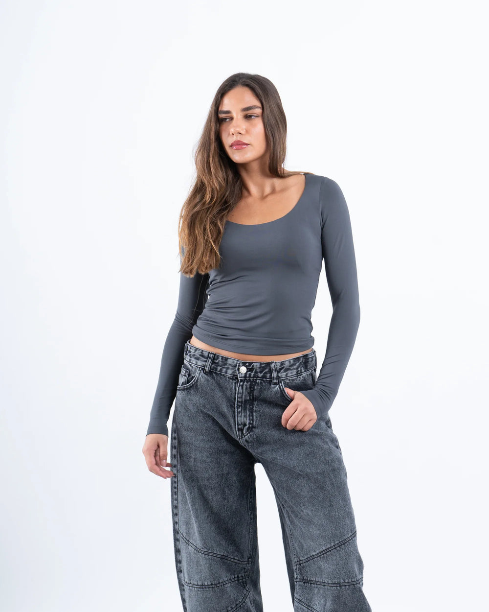 Scooped Neck Polyamide Top - Venti