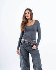 Scooped Neck Polyamide Top - Venti