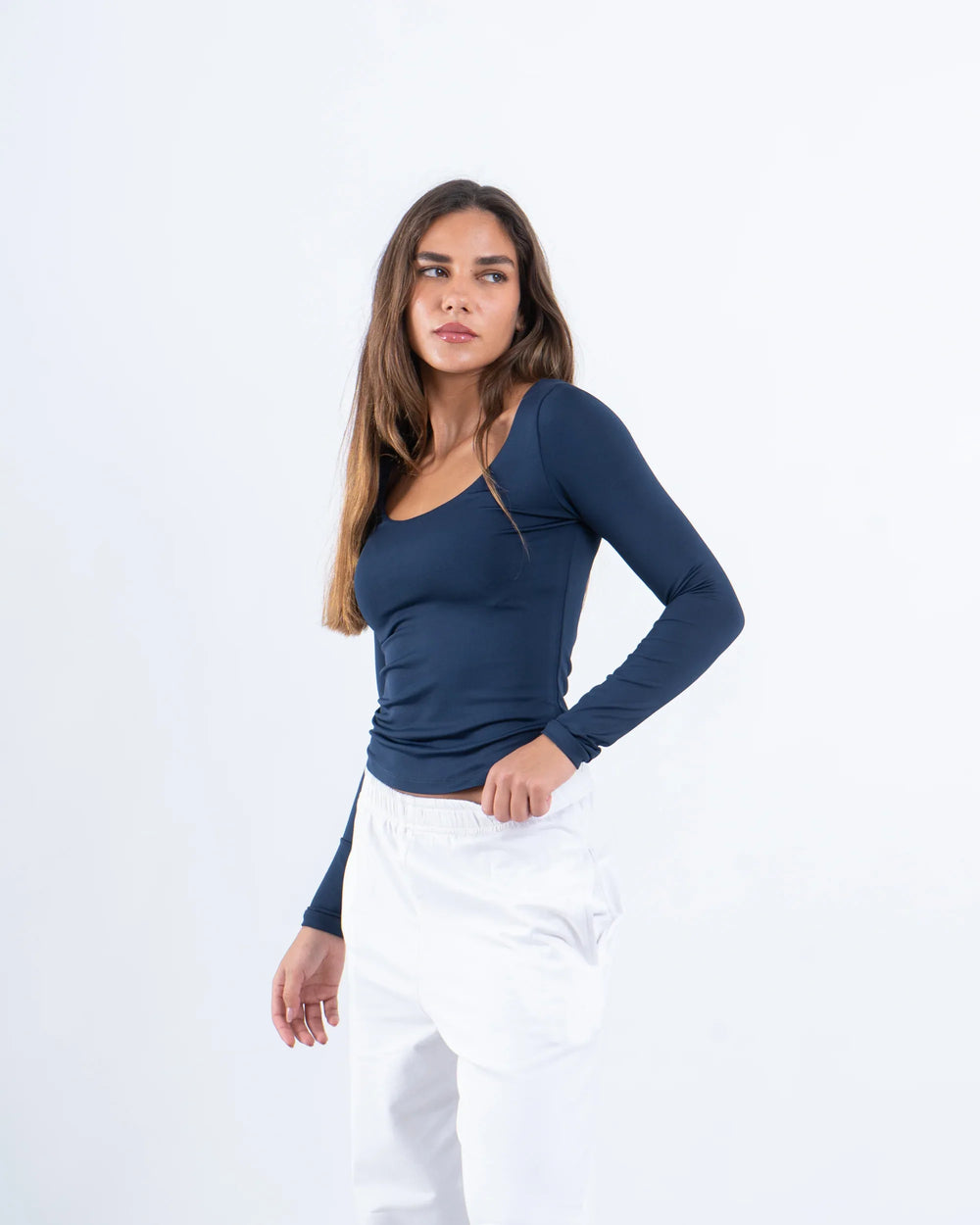 Scooped Neck Polyamide Top - Venti