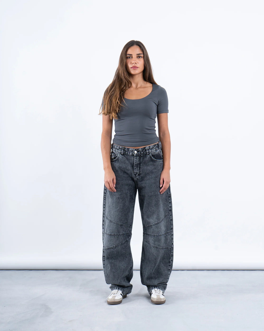 Scooped Neck Polyamide Short Sleeve Top - Venti