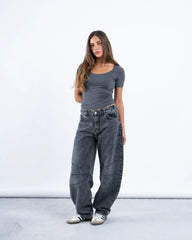 Scooped Neck Polyamide Short Sleeve Top - Venti