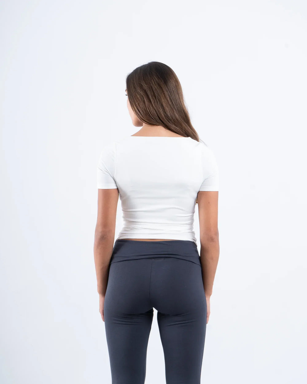 Scooped Neck Polyamide Short Sleeve Top - Venti