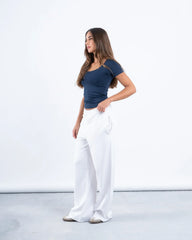 Scooped Neck Polyamide Short Sleeve Top - Venti