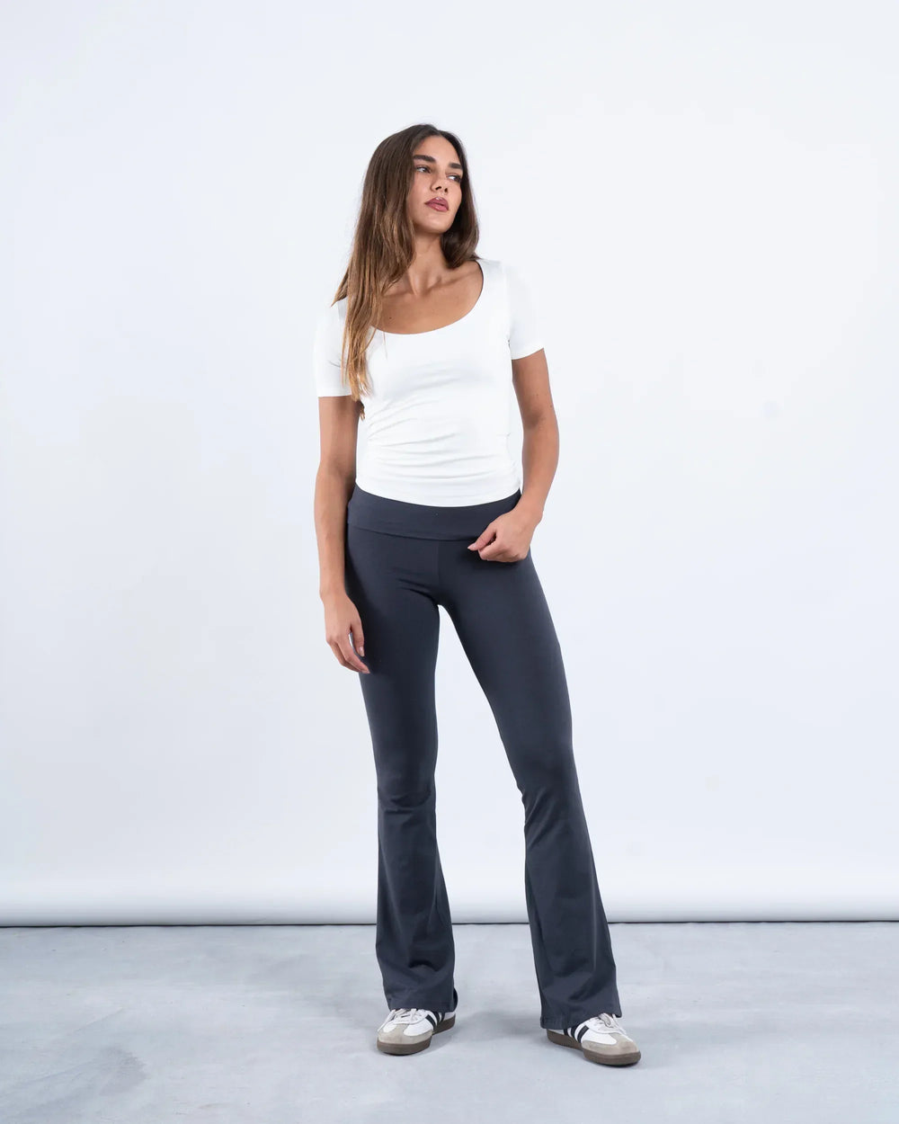 Scooped Neck Polyamide Short Sleeve Top - Venti