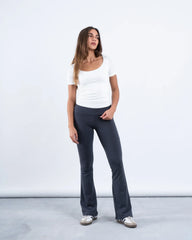 Scooped Neck Polyamide Short Sleeve Top - Venti