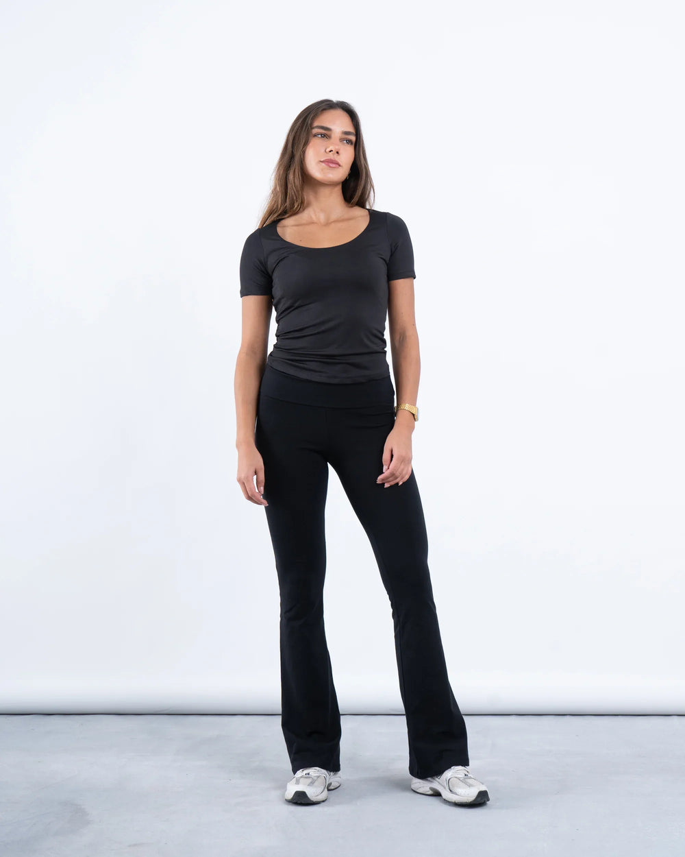 Scooped Neck Polyamide Short Sleeve Top - Venti