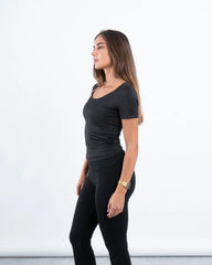 Scooped Neck Polyamide Short Sleeve Top - Venti