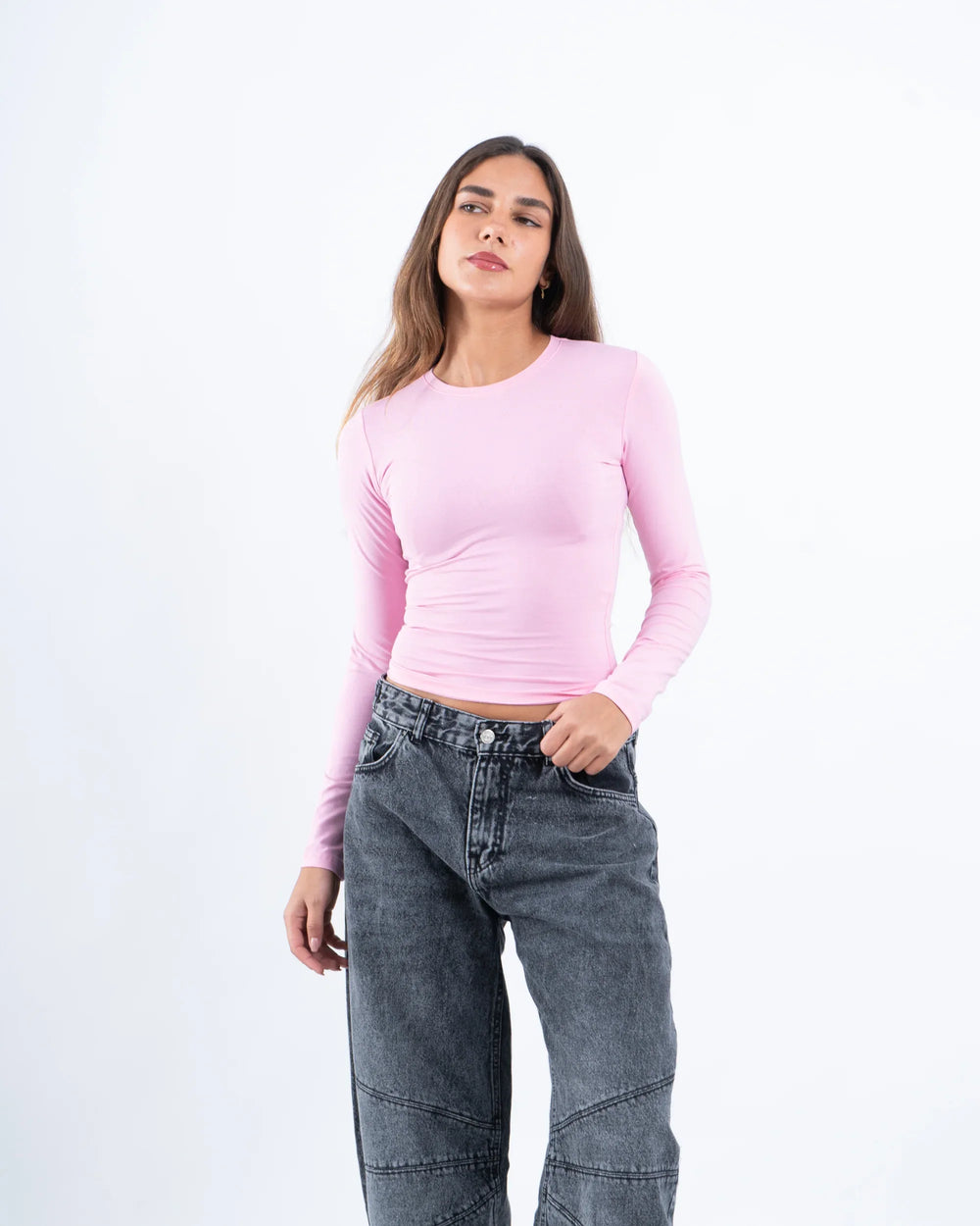 Crew Neck Cotton Long Sleeve Top - Venti
