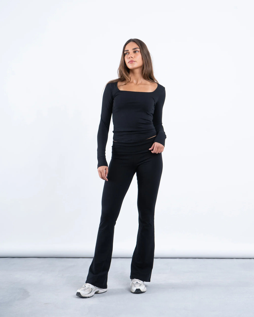 Square Neck Cotton Long Sleeve Top - Venti