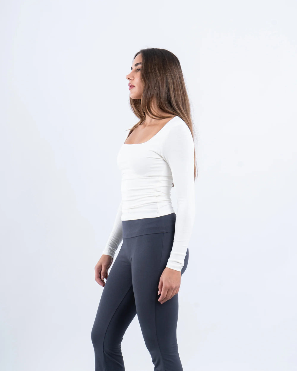 Square Neck Cotton Long Sleeve Top - Venti
