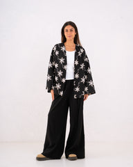 Women linen sparkled wrap kimono