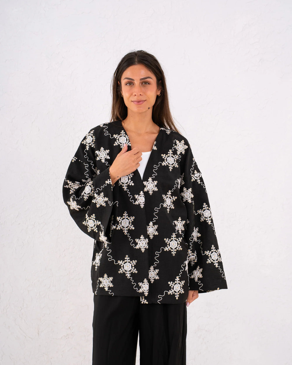 Women linen sparkled wrap kimono - Venti