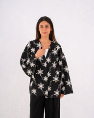 Women linen sparkled wrap kimono