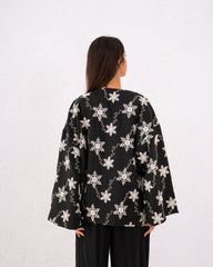 Women linen sparkled wrap kimono