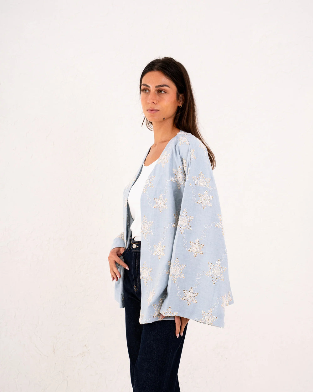 Women linen sparkled wrap kimono - Venti