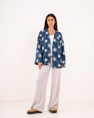 Women linen sparkled wrap kimono