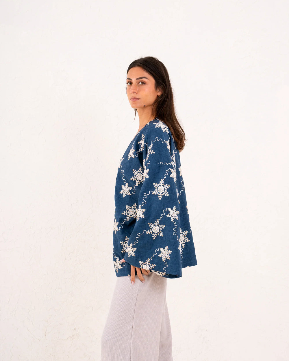 Women linen sparkled wrap kimono - Venti