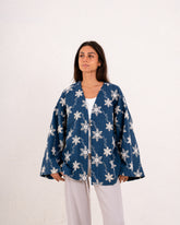 Women linen sparkled wrap kimono