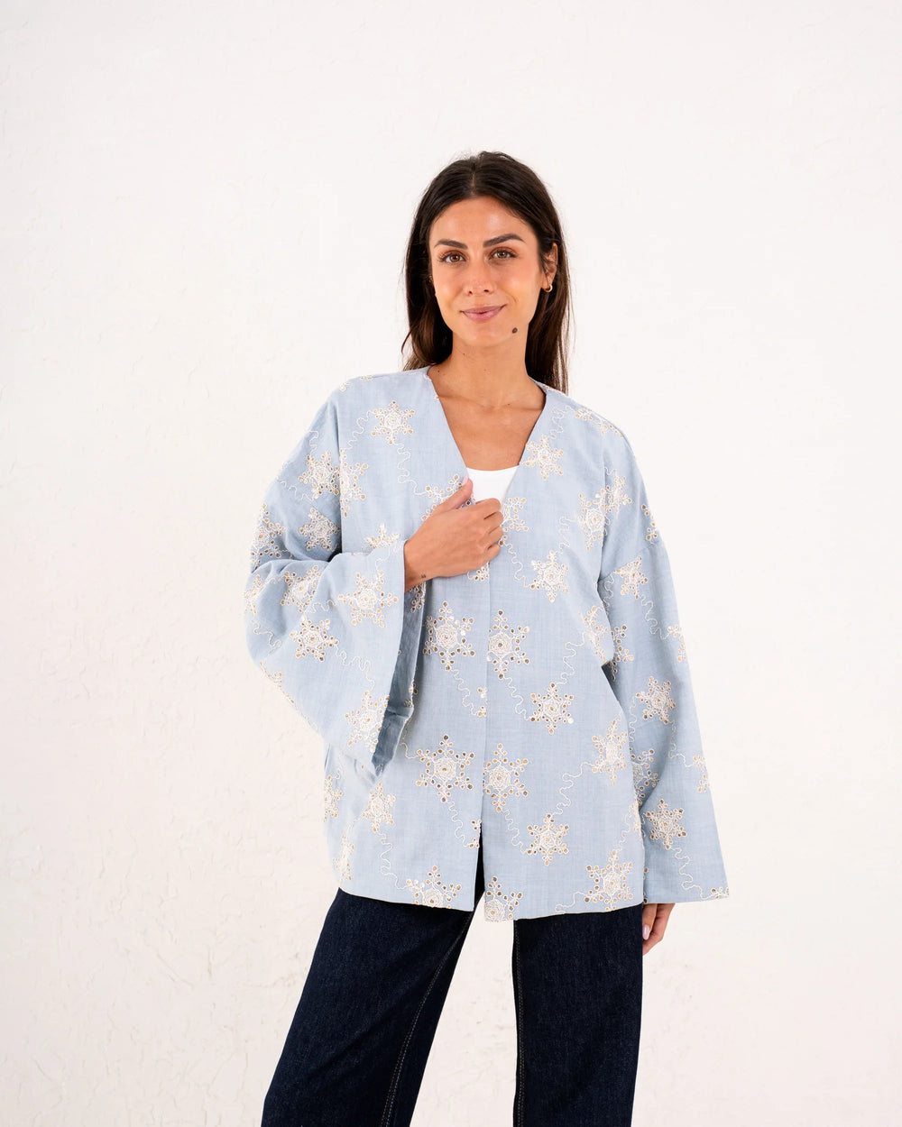 Women linen sparkled wrap kimono - Venti