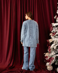 Statement Eyelet-Detail Denim Jacket - Venti