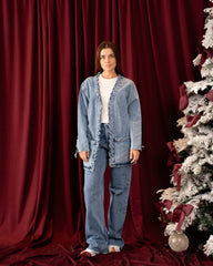 Statement Eyelet-Detail Denim Jacket - Venti