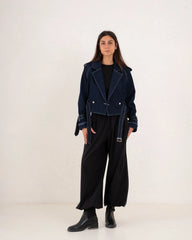 Women biker denim jacket - Venti