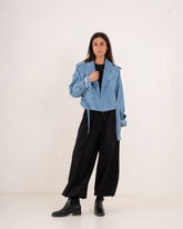 Women biker denim jacket