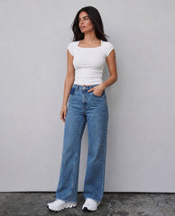 Women straight leg denim