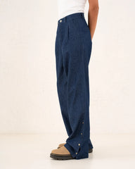 Women denim side buttoned pants - Venti