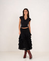 Women full length ruffle skirt