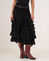 Women full length ruffle skirt