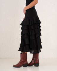 Women full length ruffle skirt