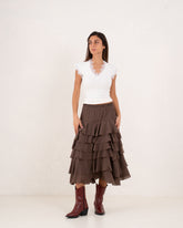 Women full length ruffle skirt
