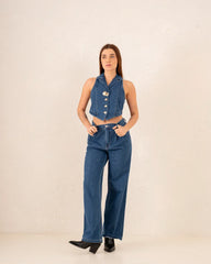 Women wide leg denim pants - Venti