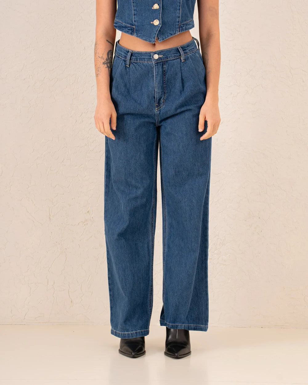 Women wide leg denim pants - Venti