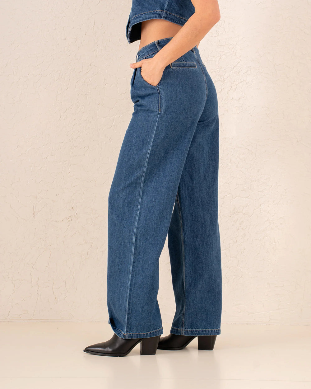 Women wide leg denim pants - Venti