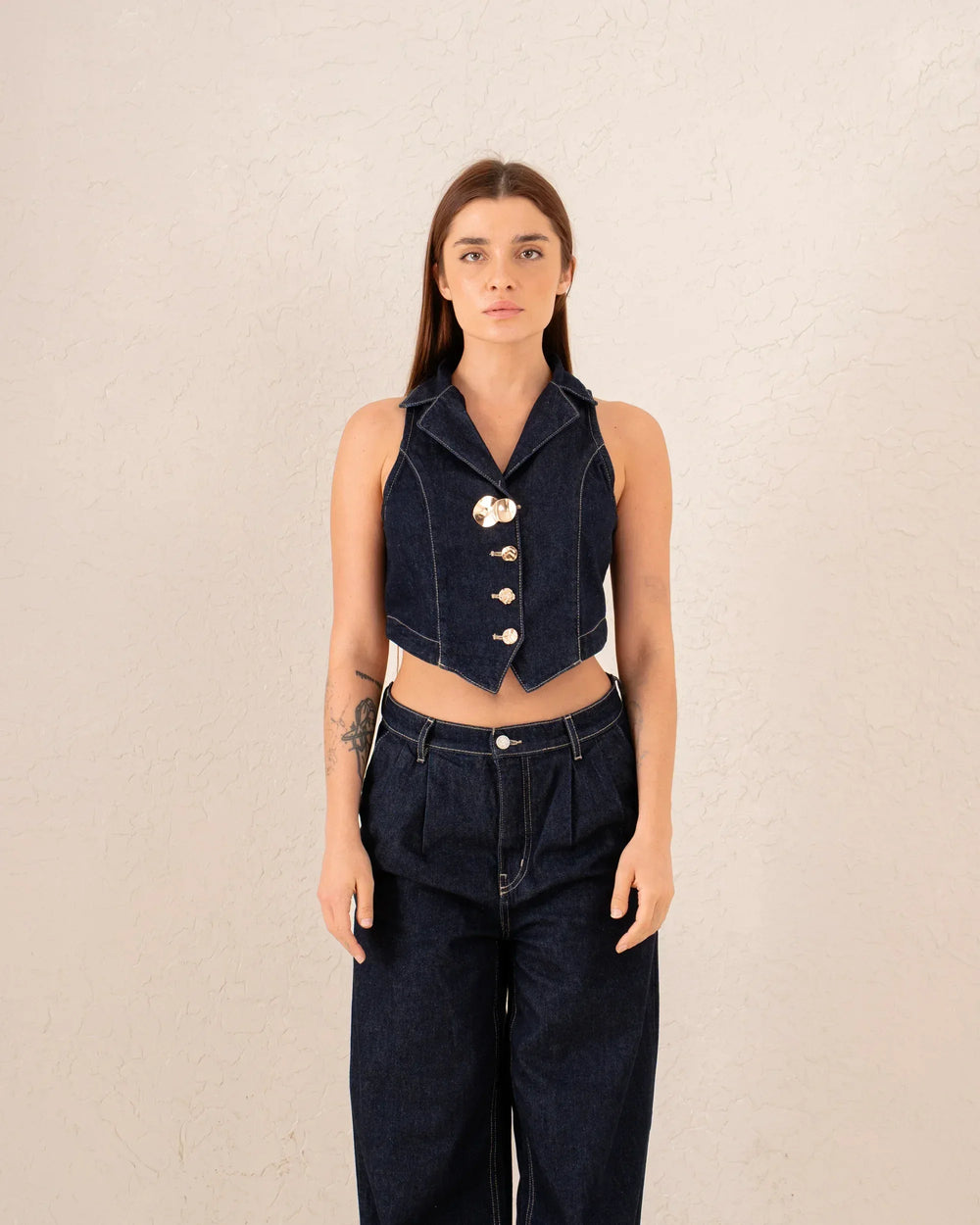 Women denim statement vest - Venti