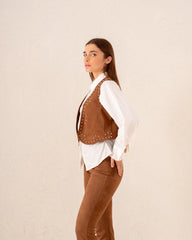 Women suede studded vest - Venti