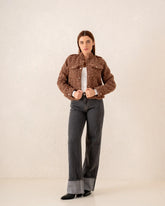 Women cropped gold button jacket - Venti