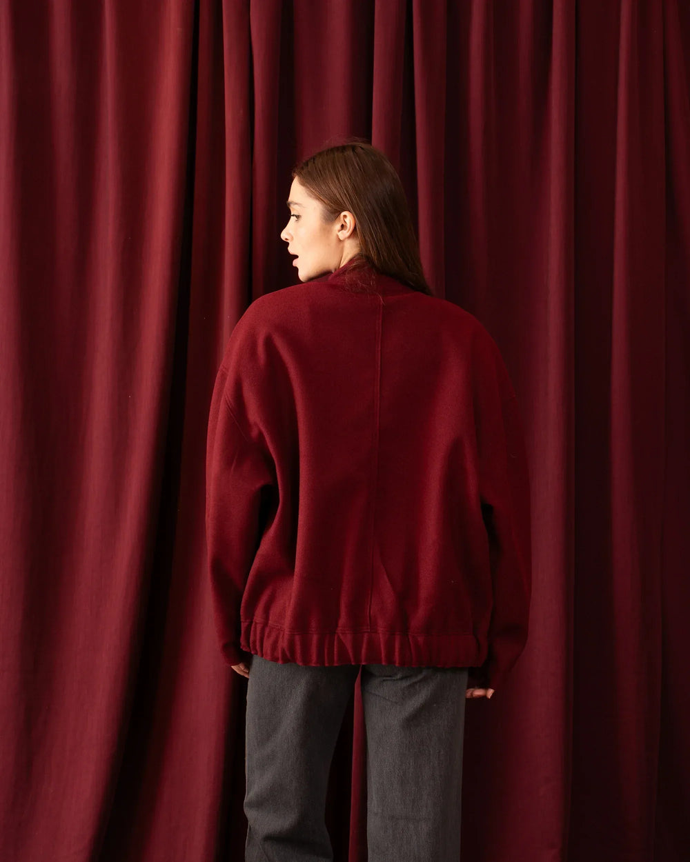 Oversized Soft Wool-Like Bomber Jacket - Venti